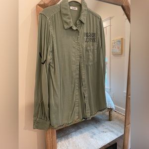 Lauren Moshi Army Green Button Down